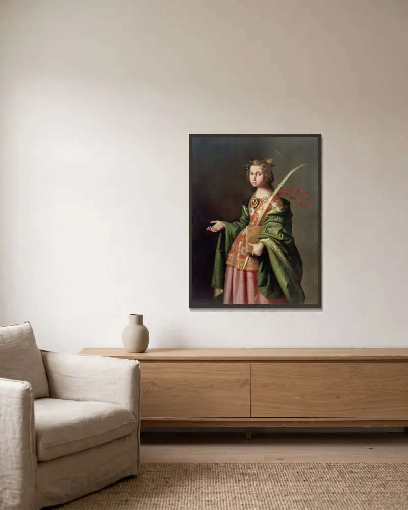 Elisabet av Thüringen av Francisco de Zurbarán inramad på en vägg