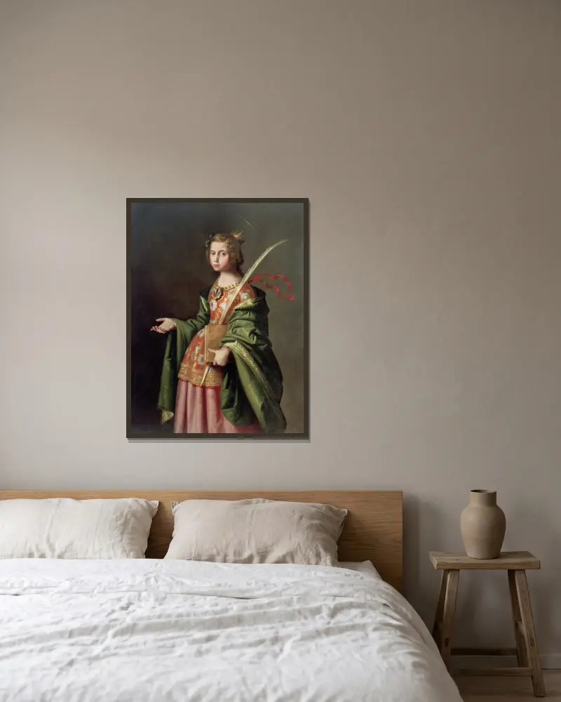 Elisabet av Thüringen av Francisco de Zurbarán inramad på en vägg