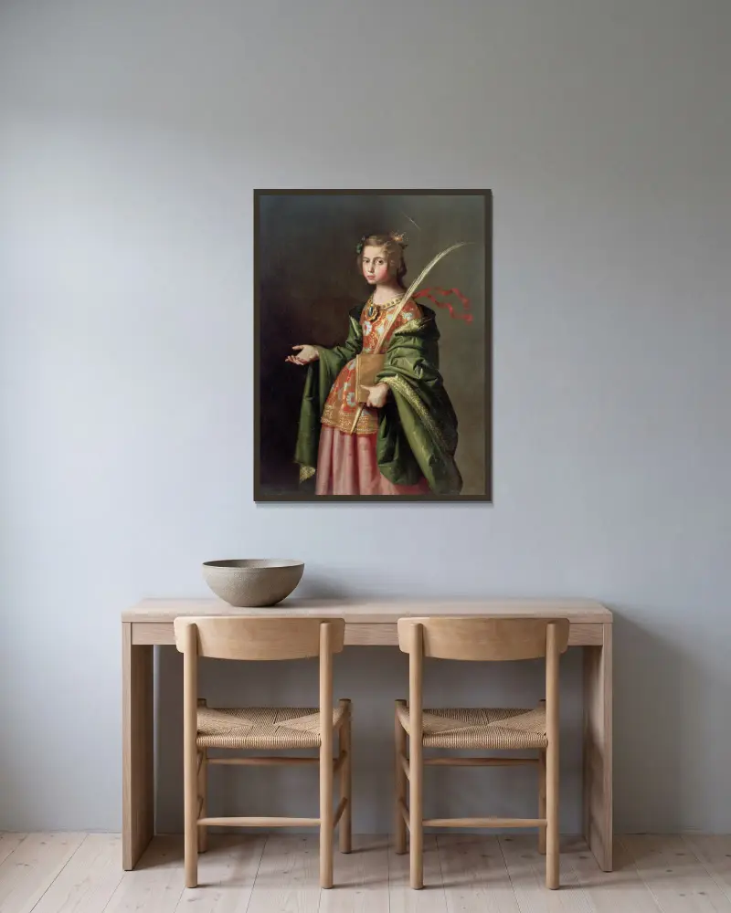 Elisabet av Thüringen av Francisco de Zurbarán inramad på en vägg