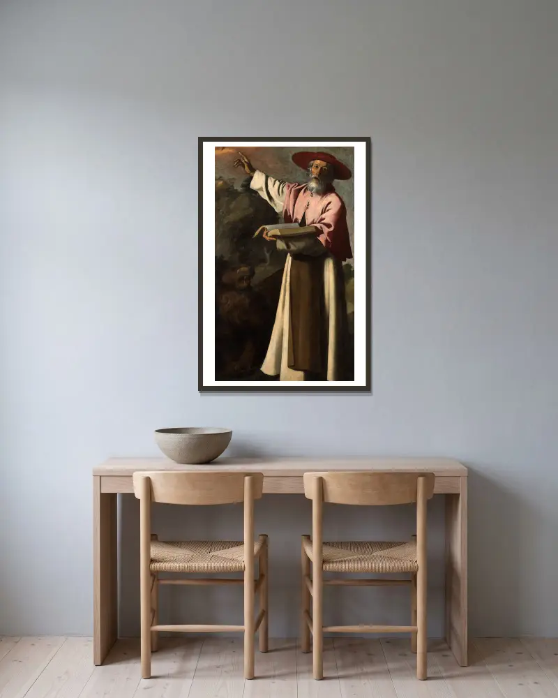 Saint Jerome av Francisco de Zurbarán inramad på en vägg