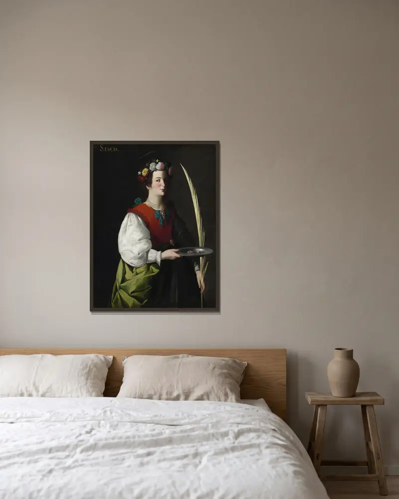 Saint Lucy av Francisco de Zurbarán inramad på en vägg