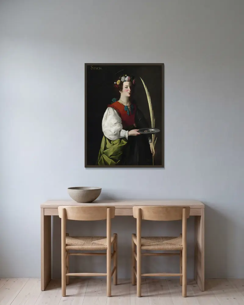 Saint Lucy av Francisco de Zurbarán inramad på en vägg