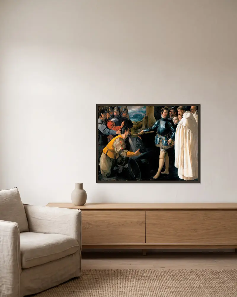 Sankt Peter Nolasco återfinner Jungfruns bild av Francisco de Zurbarán inramad på en vägg