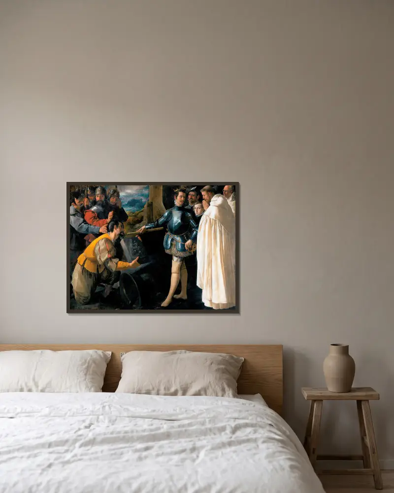 Sankt Peter Nolasco återfinner Jungfruns bild av Francisco de Zurbarán inramad på en vägg