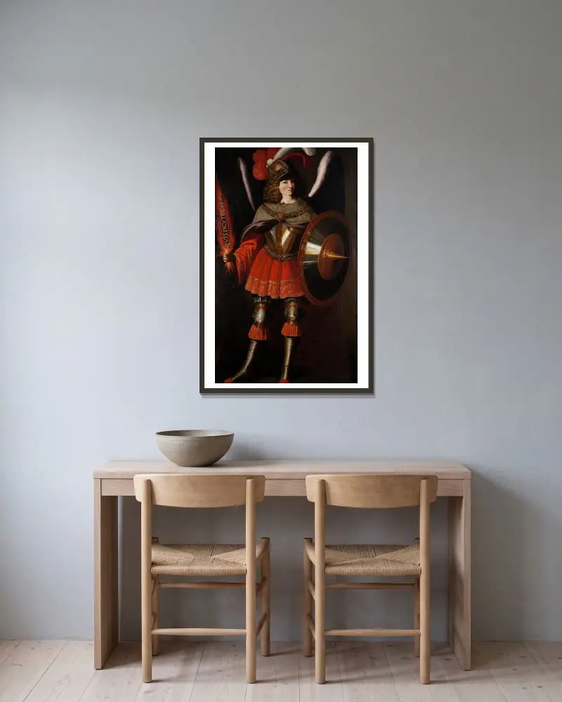 The Archangel Michael av Francisco de Zurbarán inramad på en vägg