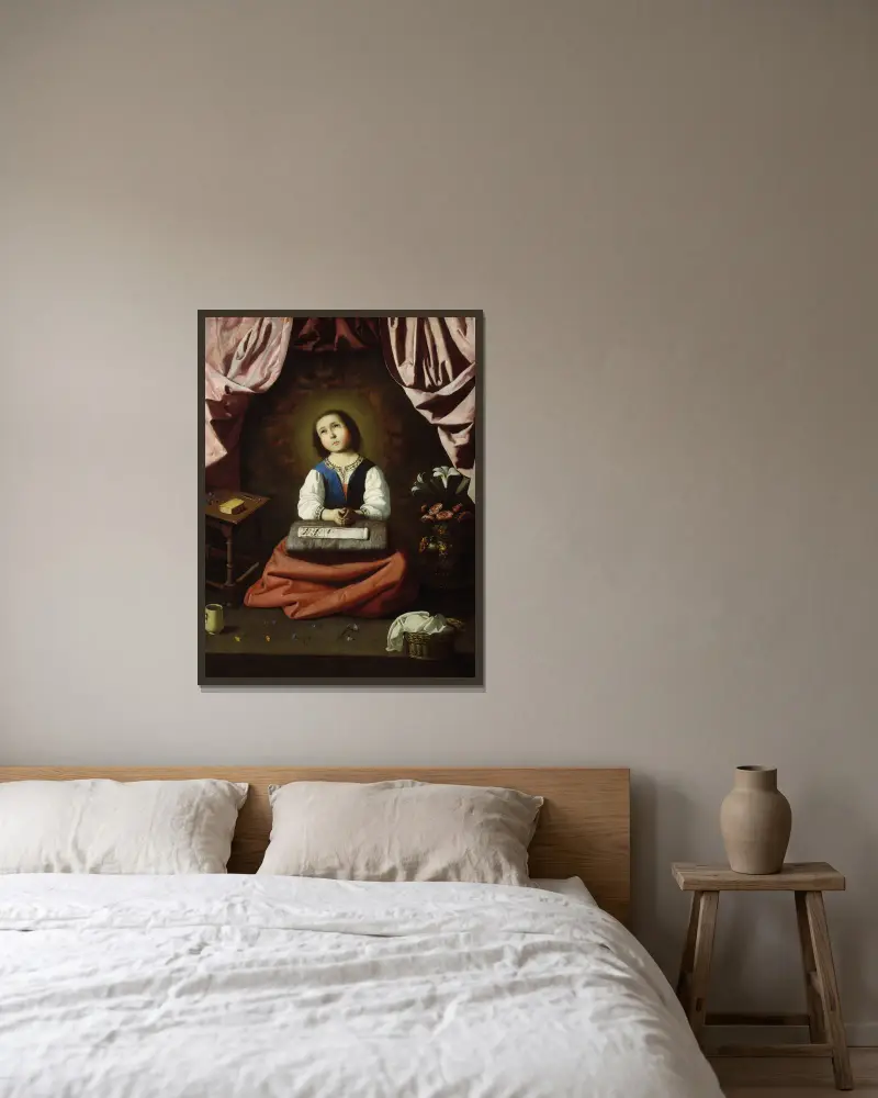 The Young Virgin av Francisco de Zurbarán inramad på en vägg