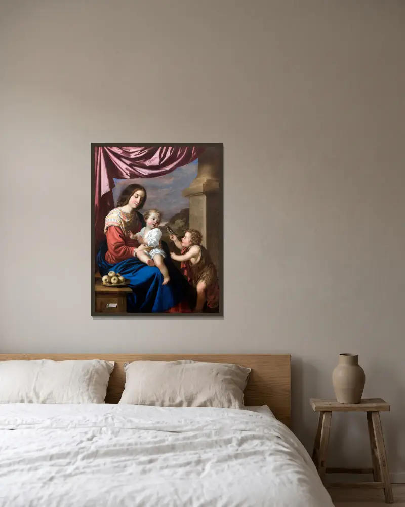 Jungfrun med barnet och Johannes Döparen av Francisco de Zurbarán inramad på en vägg