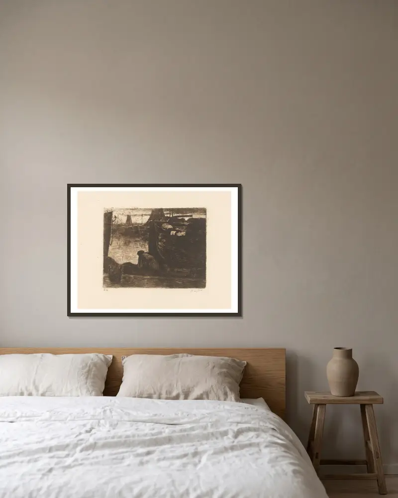 Am Kai von Willem de Zwart gerahmt an einer Wand