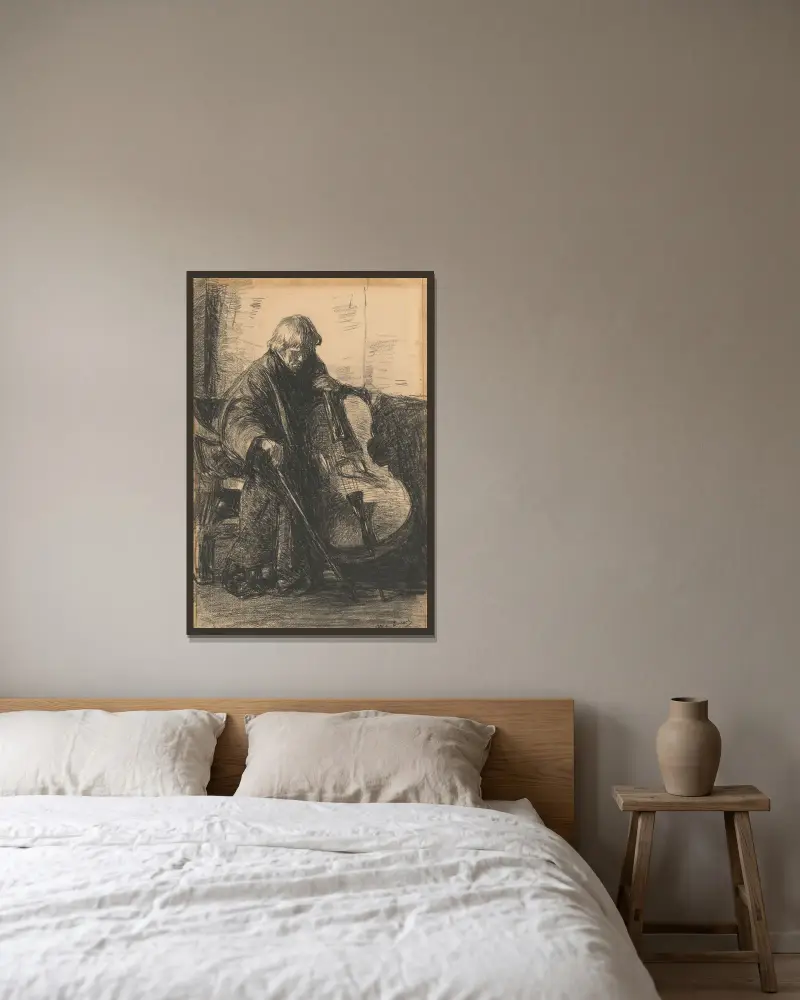 Cellist von Willem de Zwart gerahmt an einer Wand