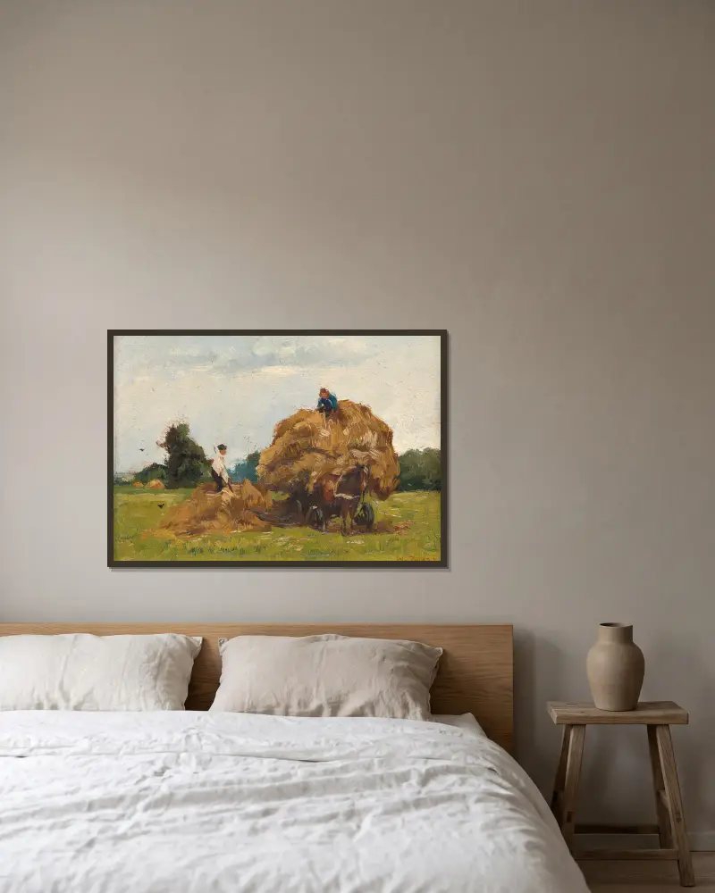 Heuwagen von Willem de Zwart gerahmt an einer Wand