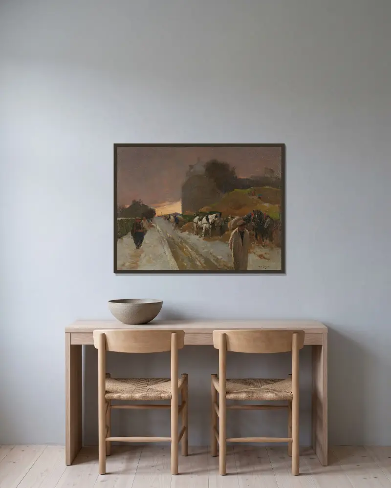 Gata i Montmartre, Paris, på vintern av Willem de Zwart inramad på en vägg