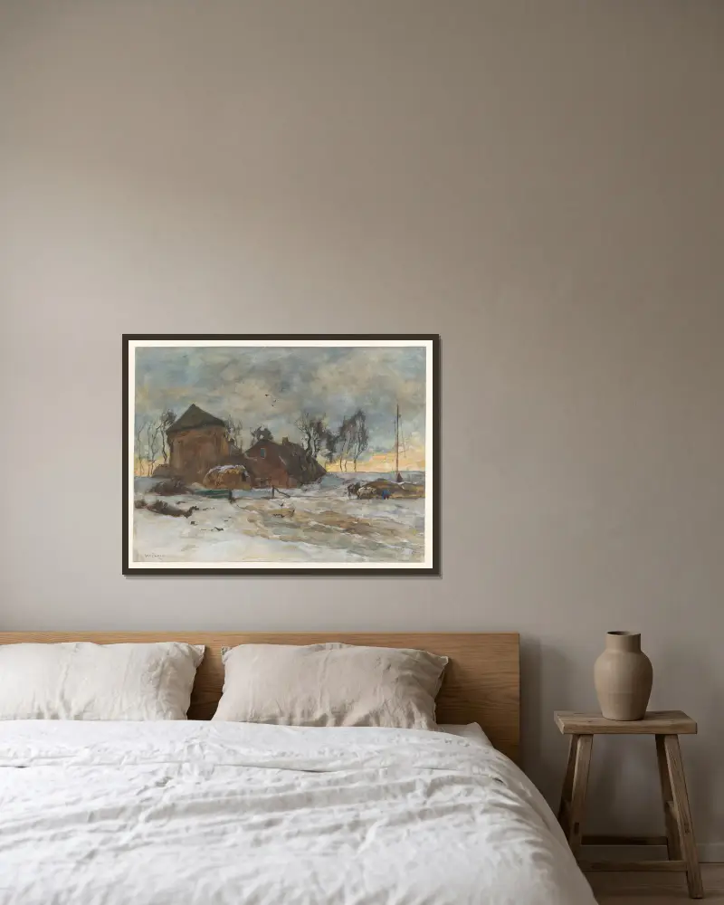 Winterlandschaft von Willem de Zwart gerahmt an einer Wand