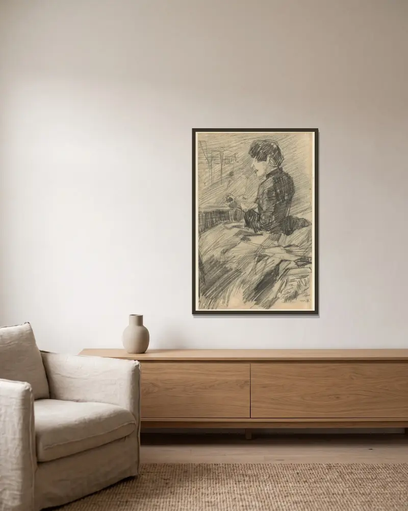 Sitzende junge Frau von Willem de Zwart gerahmt an einer Wand