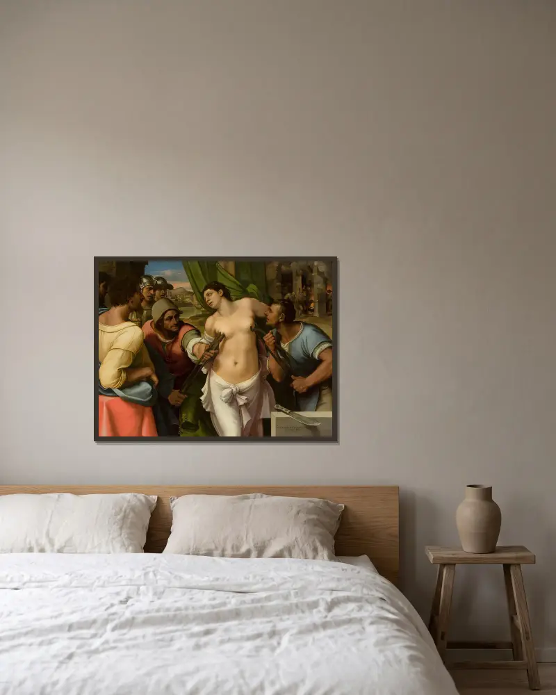 Sankta Agathas martyrium av Sebastiano del Piombo inramad på en vägg