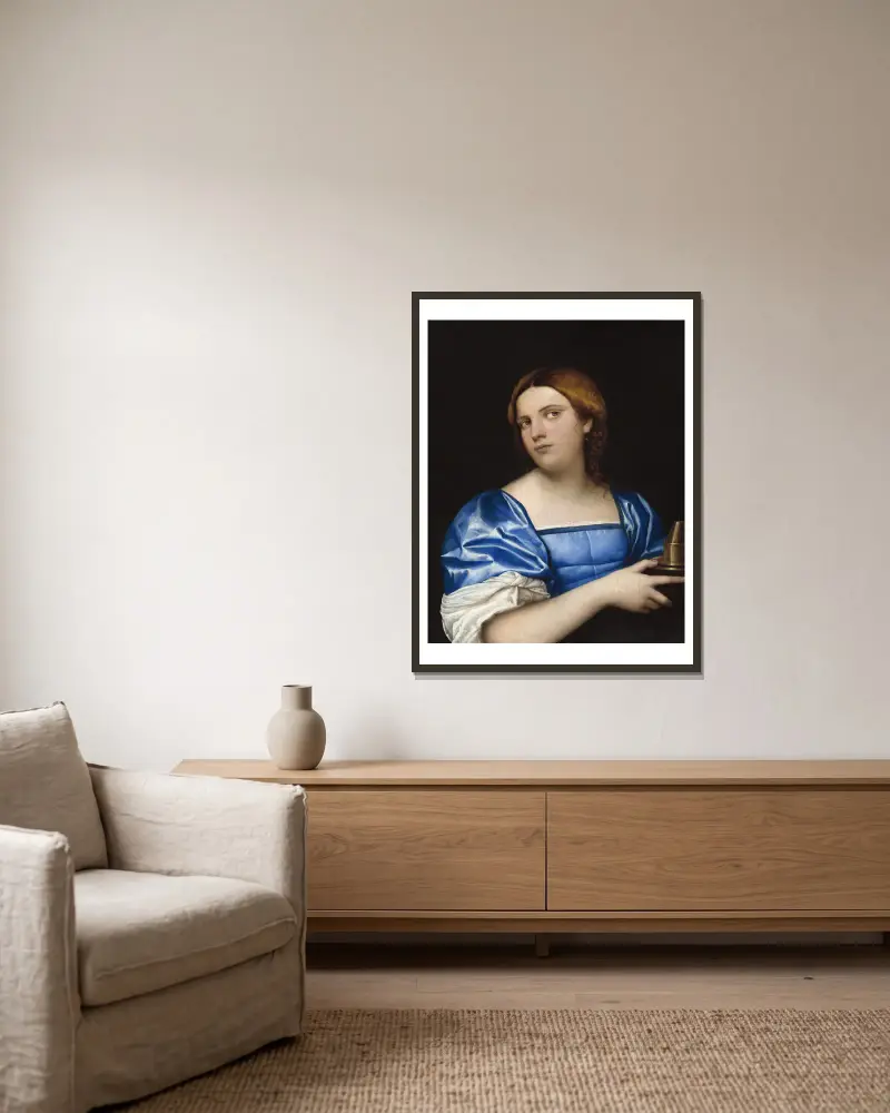 Portret młodej kobiety jako mądrej panny, Sebastiano del Piombo w ramie na ścianie