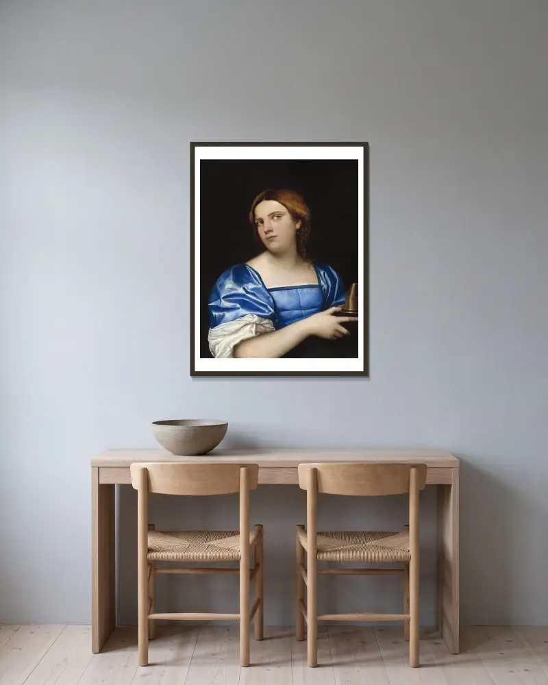 Portret młodej kobiety jako mądrej panny, Sebastiano del Piombo w ramie na ścianie