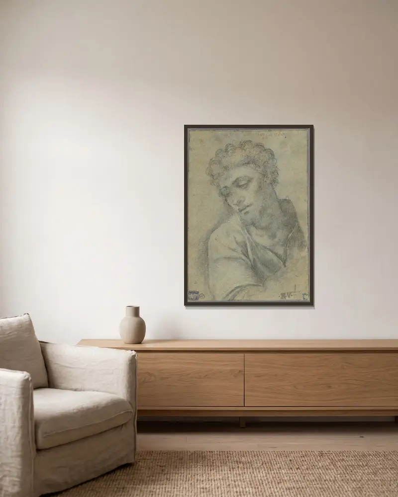 Studie für die Figur des Christus, das Kreuz tragend von Sebastiano del Piombo gerahmt an einer Wand