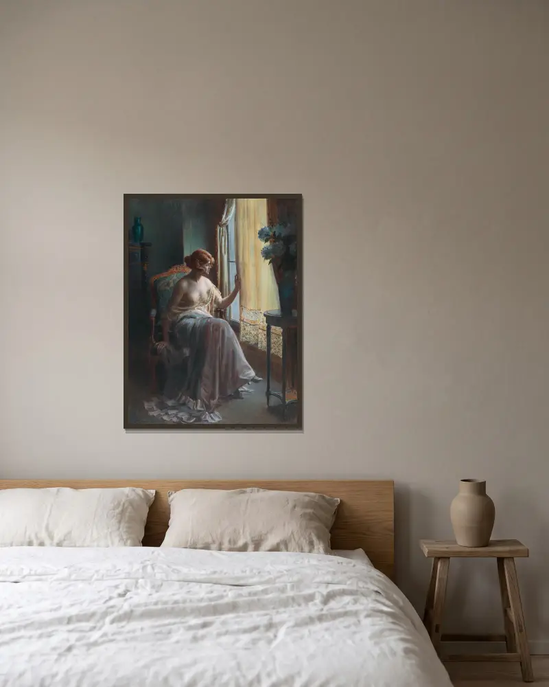 Damen i boudoiren av Delphin Enjolras inramad på en vägg