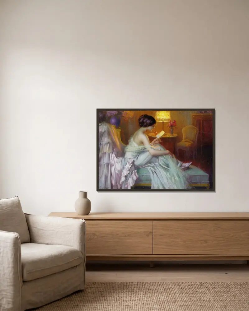 Čtení při lampě, Delphin Enjolras v rámu na stěně