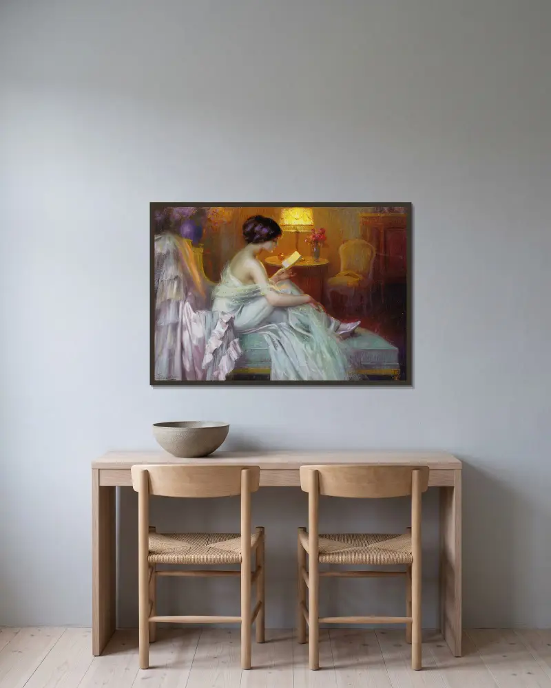 Čtení při lampě, Delphin Enjolras v rámu na stěně