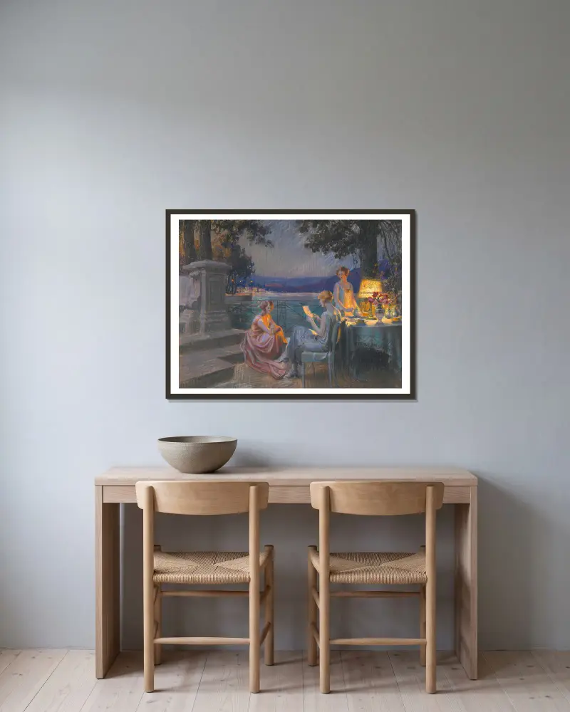 Sur la terrasse av Delphin Enjolras inramad på en vägg