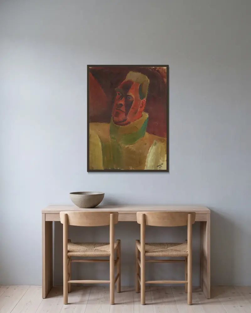 Portret van Constant Permeke (from 1922 until 1924) av Frits van den Berghe inramad på en vägg