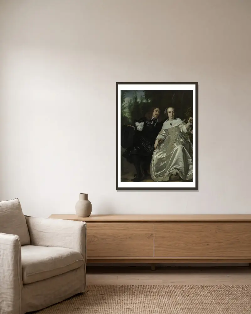Abraham del Court und seine Frau Maria de Kaersgieter von Bartholomeus van der Helst gerahmt an einer Wand