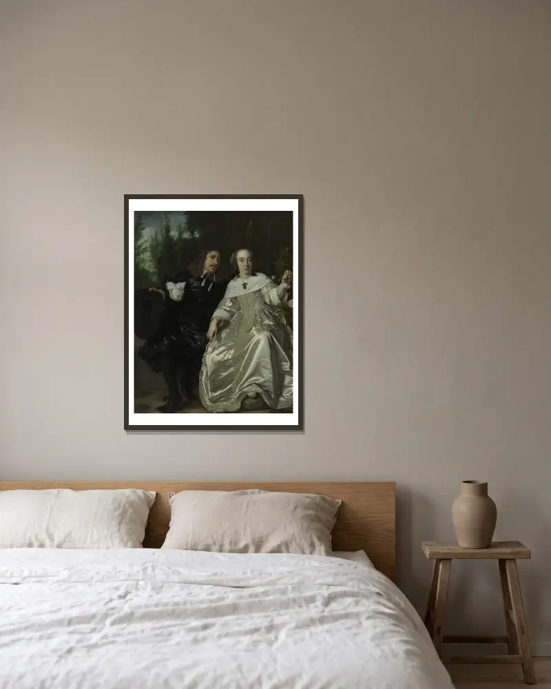 Abraham del Court und seine Frau Maria de Kaersgieter von Bartholomeus van der Helst gerahmt an einer Wand