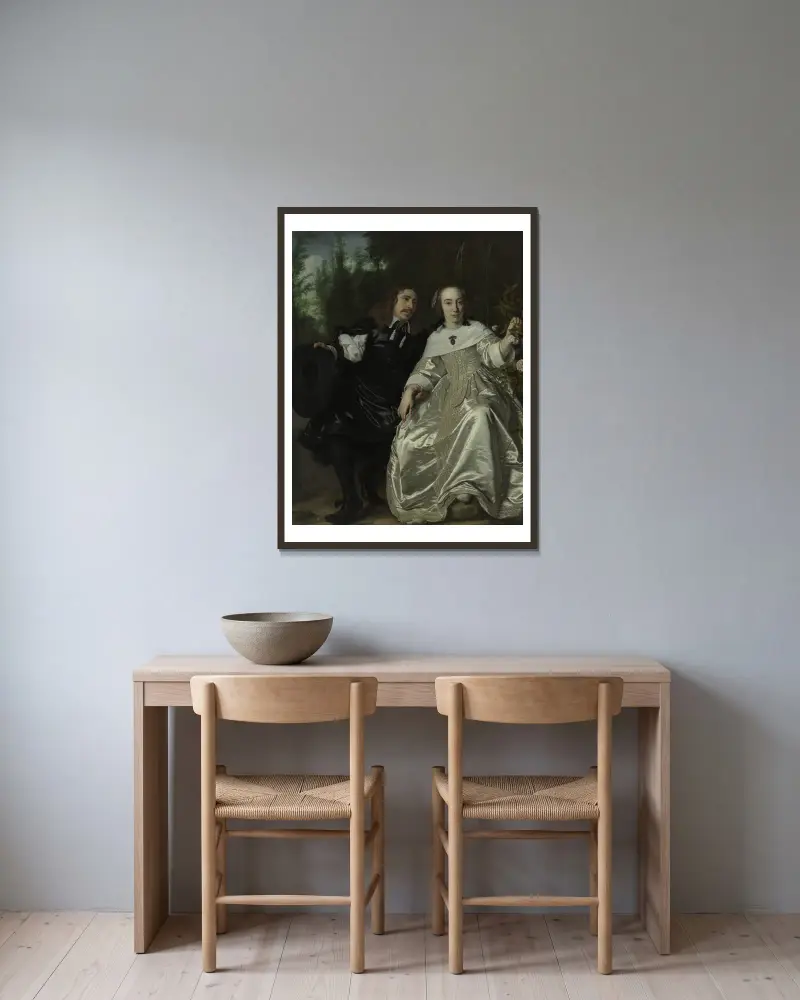 Abraham del Court und seine Frau Maria de Kaersgieter von Bartholomeus van der Helst gerahmt an einer Wand