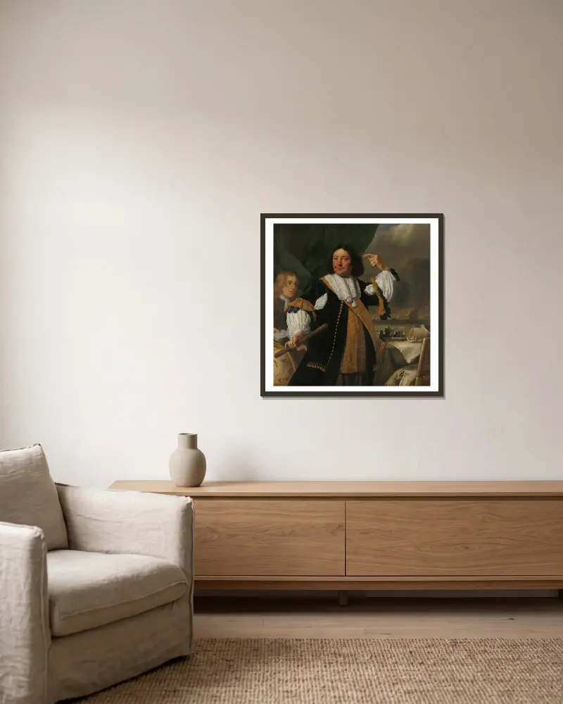 Aert van Nes (1626-1693), Vice Admiral av Bartholomeus van der Helst inramad på en vägg
