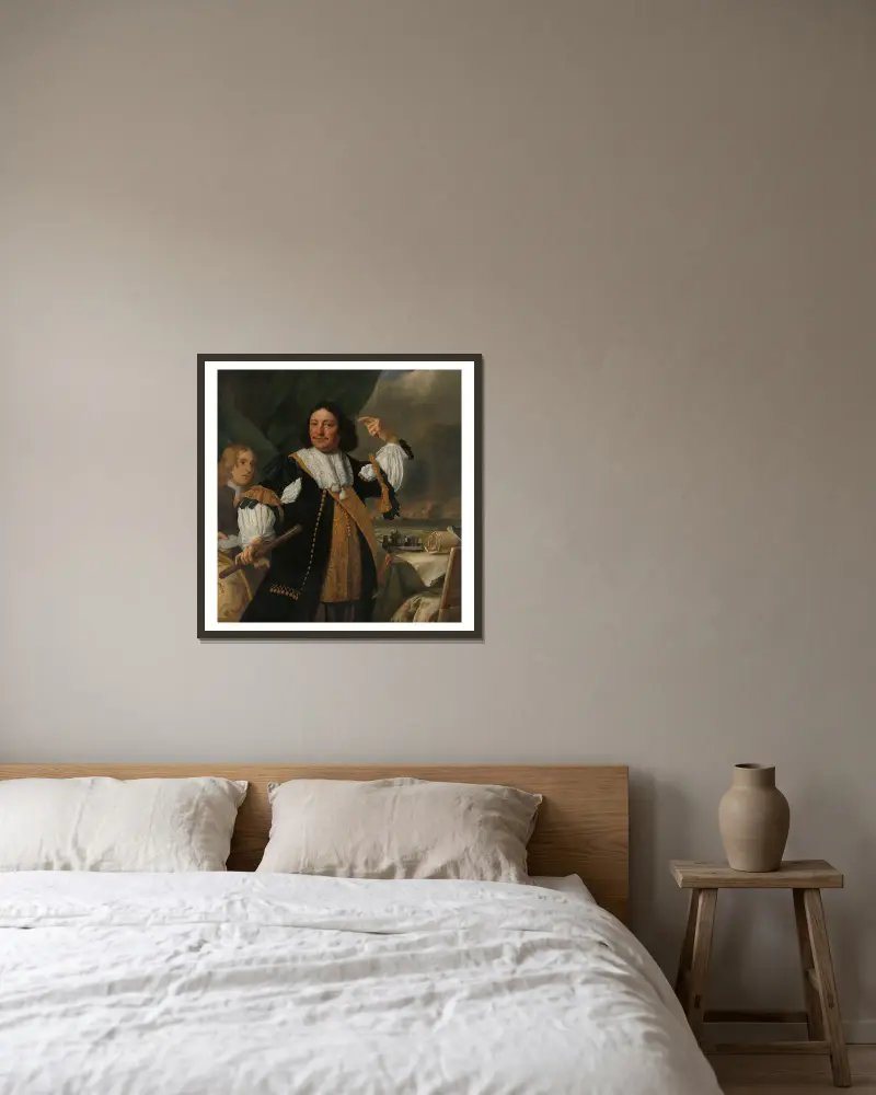 Aert van Nes (1626-1693), Vice Admiral av Bartholomeus van der Helst inramad på en vägg