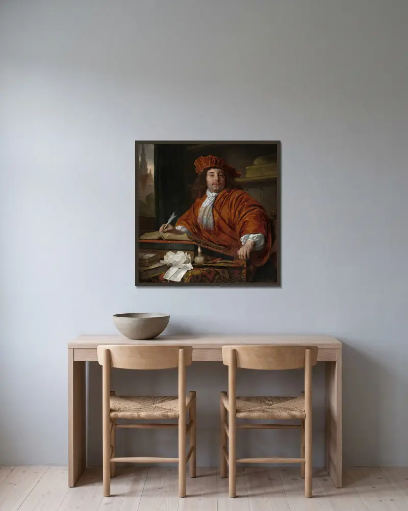 Daniel Bernard (1626-1714) av Bartholomeus van der Helst inramad på en vägg