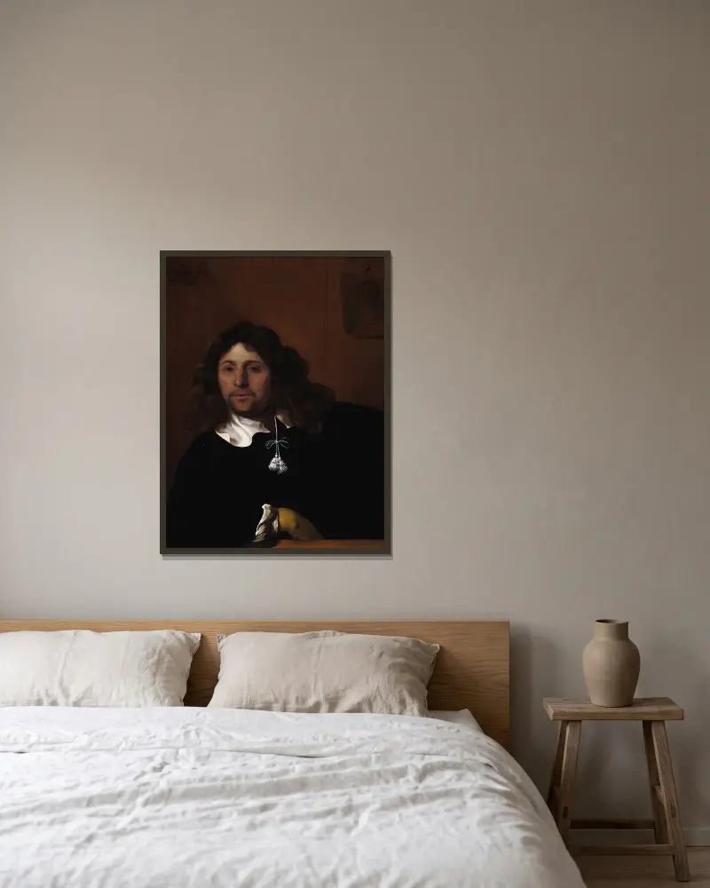 Porträtt av en herre av Bartholomeus van der Helst inramad på en vägg