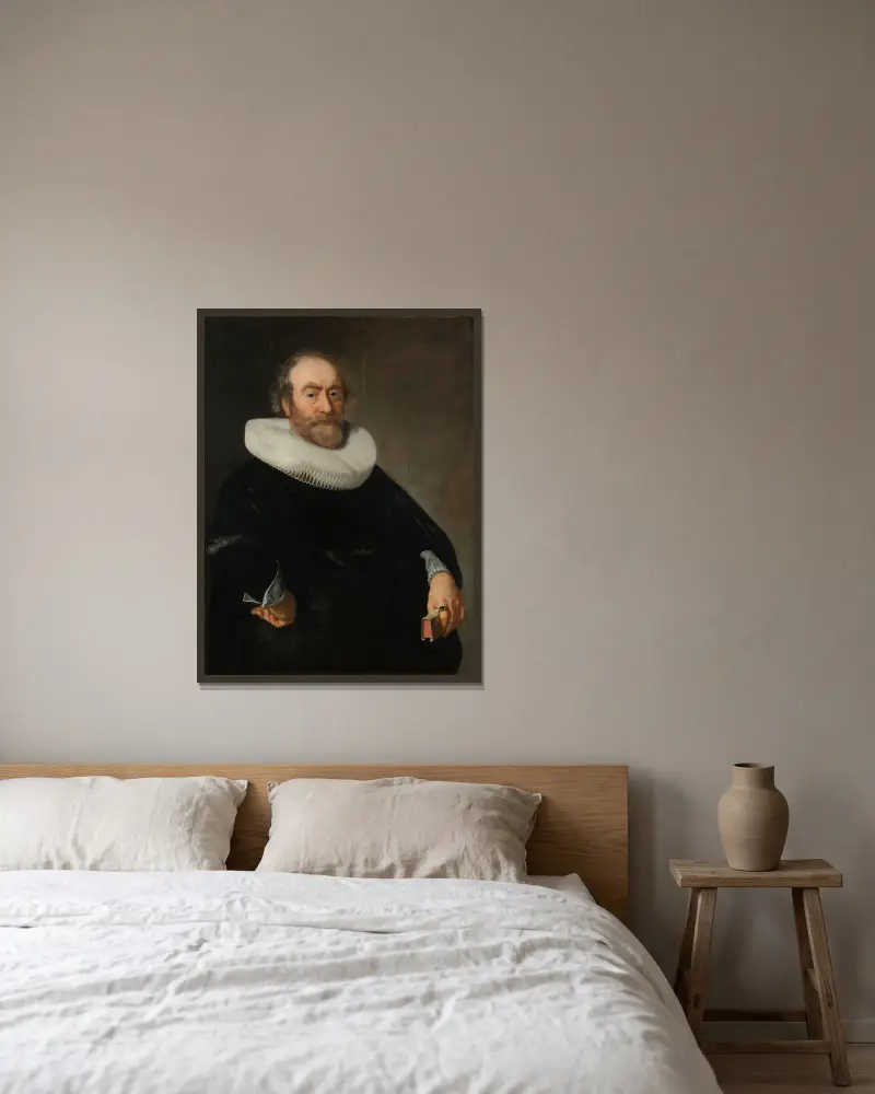 Porträtt av Andries Bicker av Bartholomeus van der Helst inramad på en vägg
