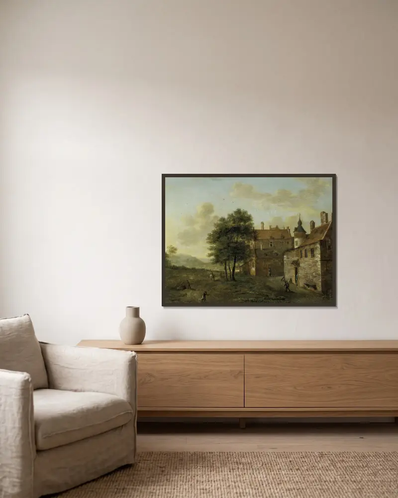 A Country Home av Jan van der Heyden inramad på en vägg