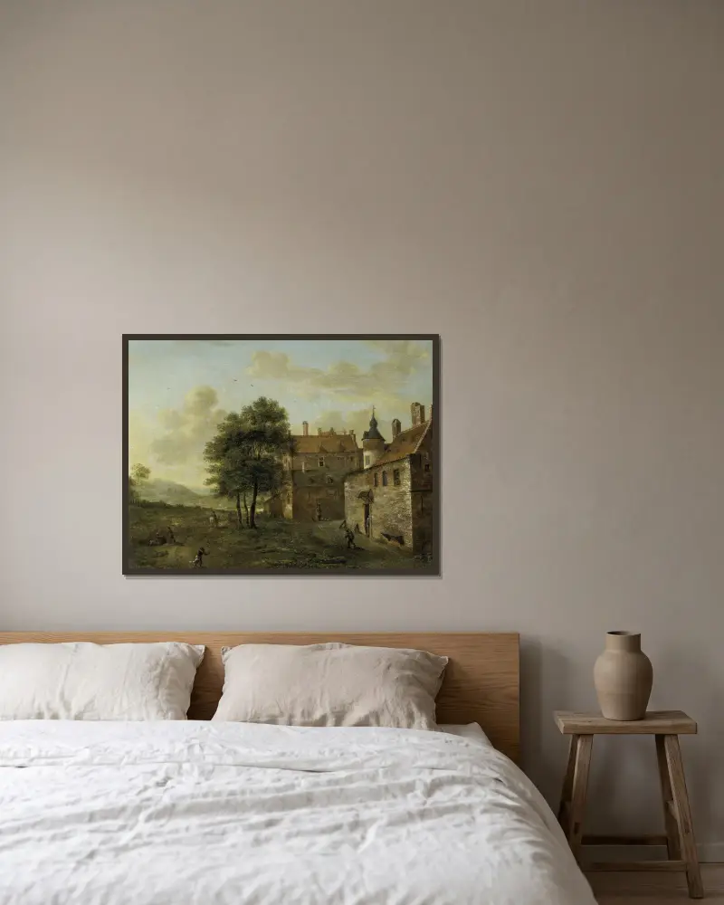 A Country Home av Jan van der Heyden inramad på en vägg