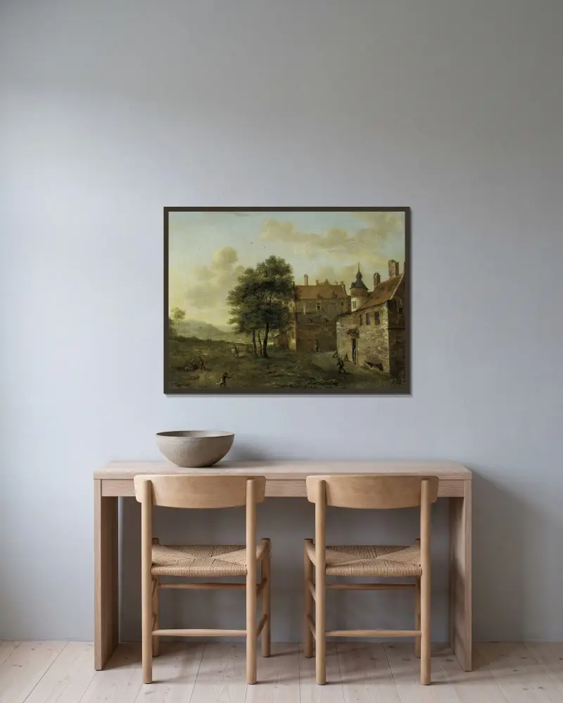 A Country Home av Jan van der Heyden inramad på en vägg