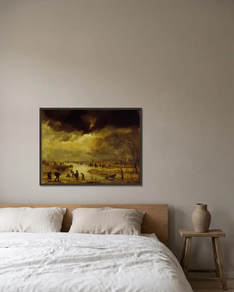 Eine Winterszene von Aert van der Neer gerahmt an einer Wand