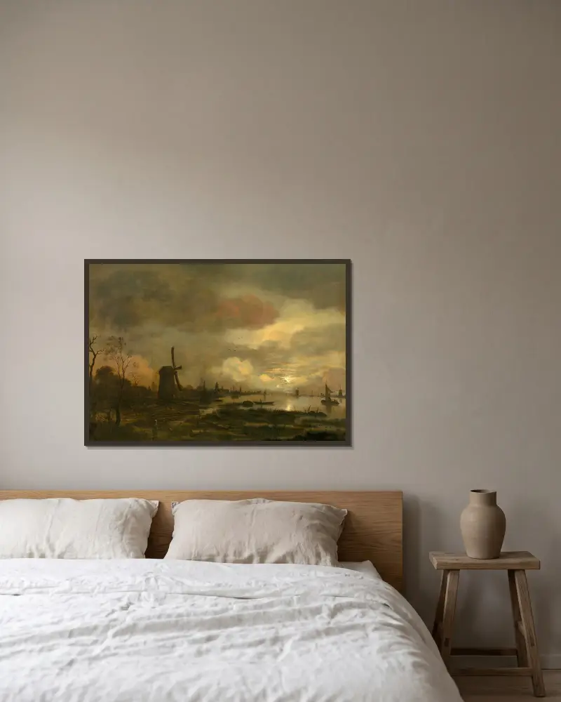 Krajobraz w świetle księżyca, nr 1, Aert van der Neer w ramie na ścianie