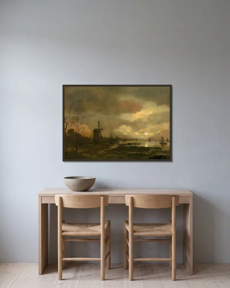 Krajobraz w świetle księżyca, nr 1, Aert van der Neer w ramie na ścianie