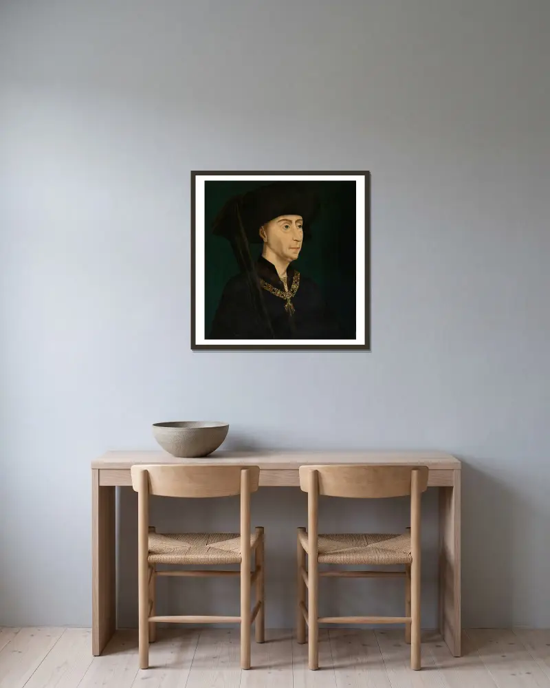 Philip the Good 2 av Rogier van der Weyden inramad på en vägg