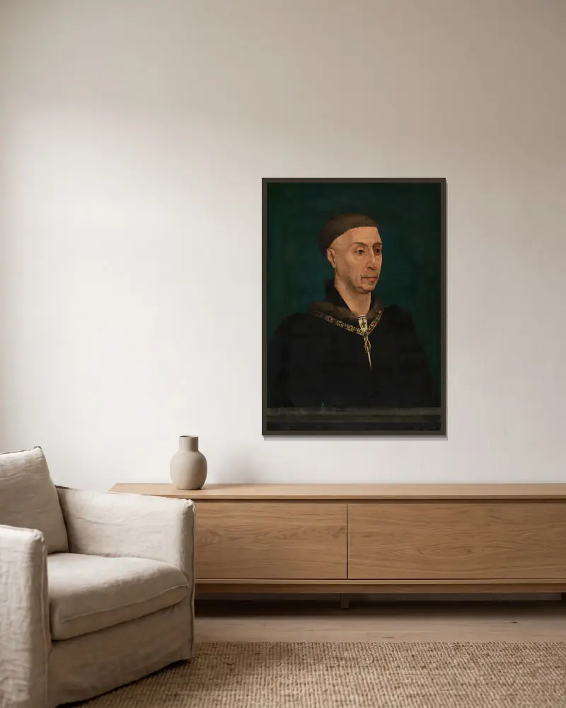 Philip the Good av Rogier van der Weyden inramad på en vägg