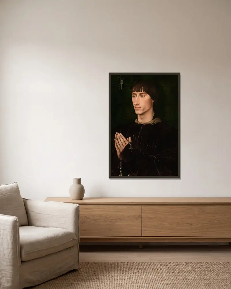 Philippe de Croy av Rogier van der Weyden inramad på en vägg