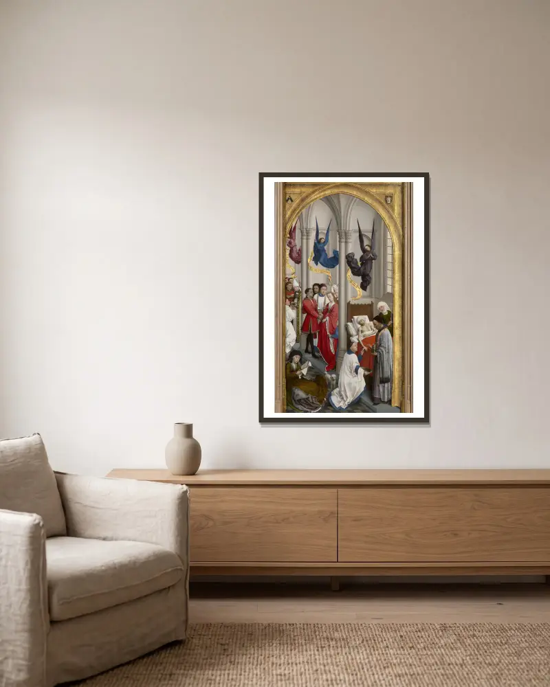 Ordinatio, äktenskapet och den sista smörjelsen av Rogier van der Weyden inramad på en vägg