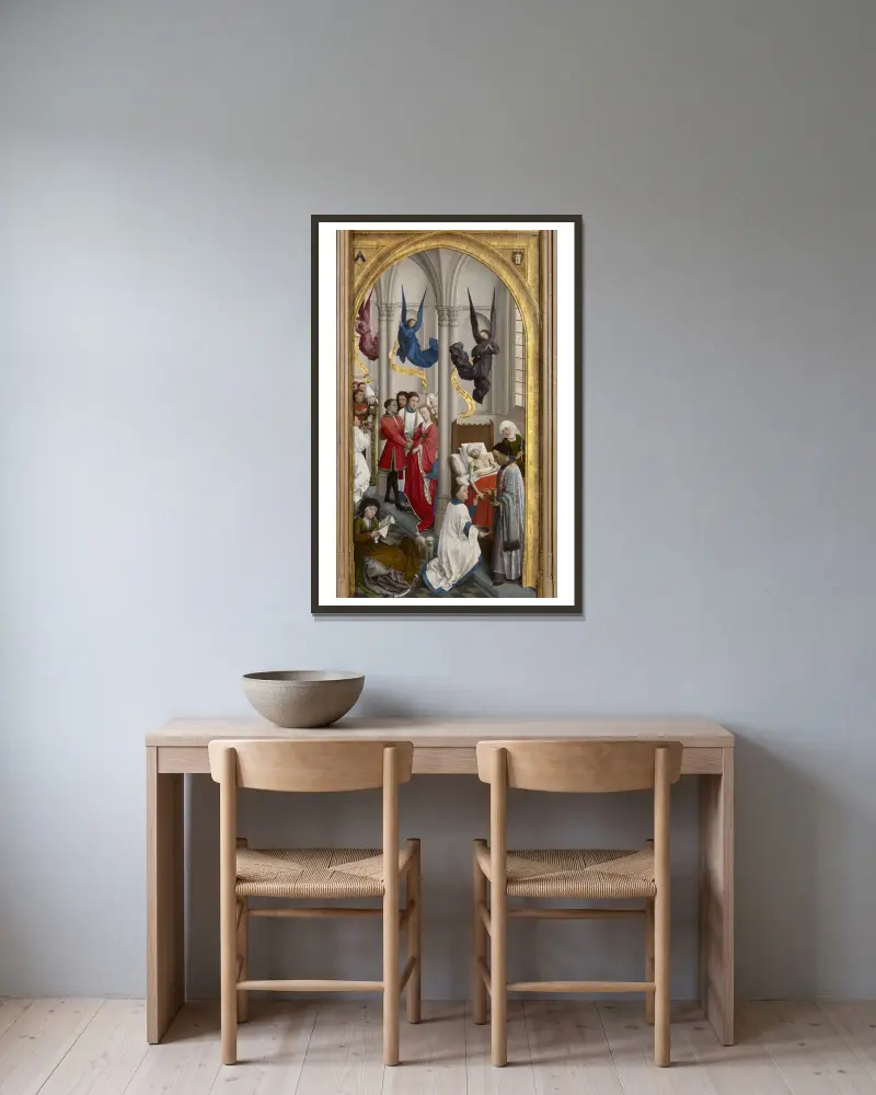 Ordinatio, äktenskapet och den sista smörjelsen av Rogier van der Weyden inramad på en vägg