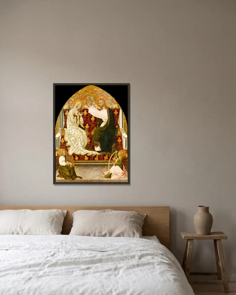 Marienkrönung von Giovanni di Paolo gerahmt an einer Wand