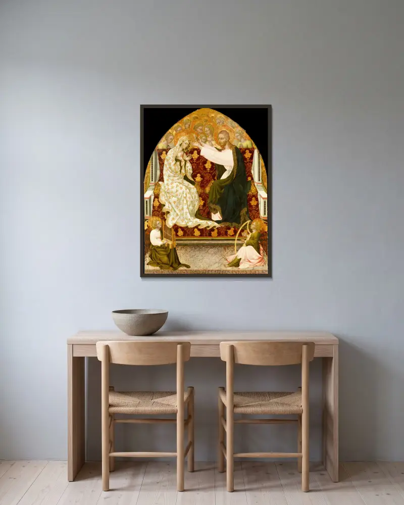 Marienkrönung von Giovanni di Paolo gerahmt an einer Wand