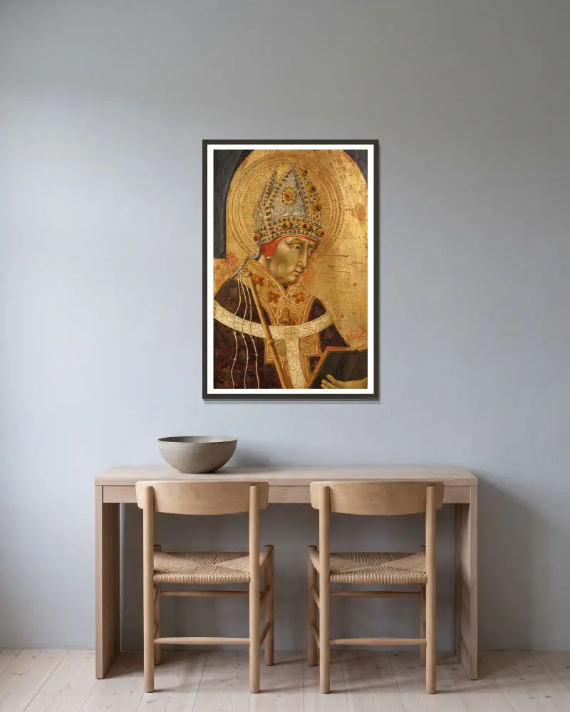Saint Ambrose av Giovanni di Paolo inramad på en vägg