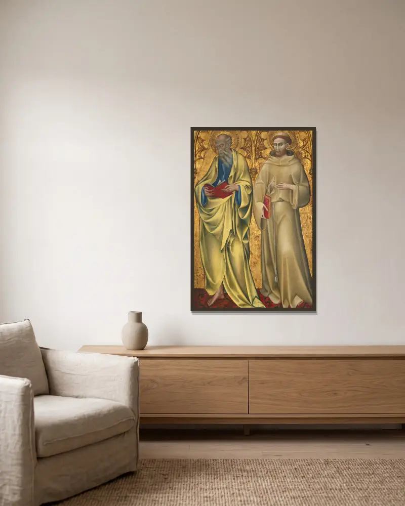 Helige Matteus och Franciskus av Giovanni di Paolo inramad på en vägg