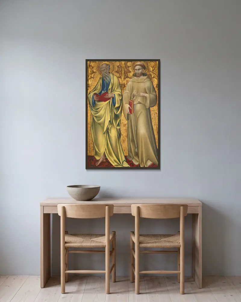 Helige Matteus och Franciskus av Giovanni di Paolo inramad på en vägg
